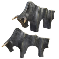 Regal Bull Sculptures - Set of 2