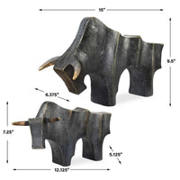 Regal Bull Sculptures - Set of 2