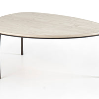 Reuleaux Large Cocktail Table with rounded, asymmetrical top and elegantly tapered legs.
