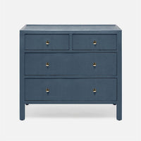 Jarin Dresser 36" in blue color and with four drawers, front view.