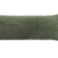 Green Gehry Decorative Lumbar Pillow edged with a grounding natural linen flange.
