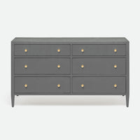 Jarin Dresser 60" in gray color and with six drawers, front view.