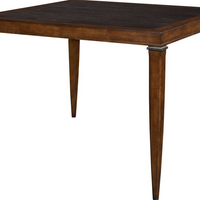 Hutton M2M Game Table crafted in solid maple. The chamfered, tapered posts are topped by a metal collar.