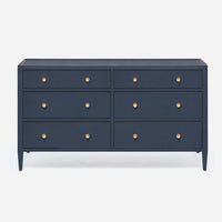 Jarin Dresser 60" in light indigo color and with six drawers, front view.