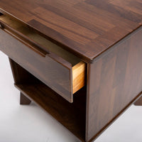 Linn Nightstand with one drawer created in Simple American modern design using natural Walnut hardwood.