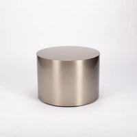Drum Cocktail Table, Brushed stainless steel finish and clean lines, designed in 1960 by Milo Baughman.