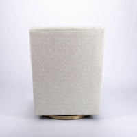 Clarence swivel high back lounge chair in white color, back view.