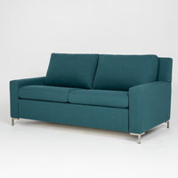 American Leather Bryson Two Seat Comfort Sofa Bed in blue color, front view. 