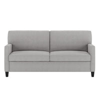 American Leather Conley Two Seat Comfort Sofa Bed in grey color with square tapered wooden legs, front view.