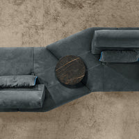 Top view of grey leather smart sofa.