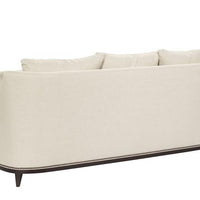 White three seat Jules sofa with narrow sloping tapered Lawson arm with pleat. Back view.