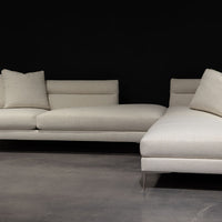 White Spaced Out Sectional with new contemporary classic design by Ransom Culler, clean lines and channeled inside back and arms and six distinct modular units.