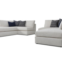 White, two piece Messina Sectional with clean look with long, uninterrupted seat and back cushions. Front view.