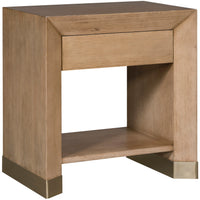 Dune P801E one drawer nightstand - One Drawer with Finger Groove Pulls, White Bronze Ferrules, No Hardware.