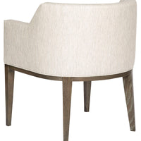 White contoured and curvy Axis Arm Chair. Back view.