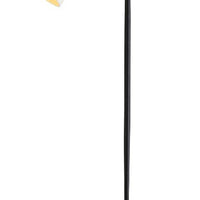 Yasmin Antique Iron modern Floor Lamp with a black iron tapered slender vertical rod and a blade shaped vintage brass finish finial.
