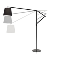 Cloe contemporary Floor Lamp in aged brass, with frame and base in lacquered metal and adjustable arm in lacquered aluminum.