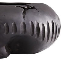 Erie Centerpiece Hand-carved of Natural Teak Root in Rich Ebony. Closed up view.