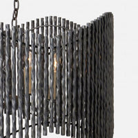 Black Camille Chandelier with detailed twisted plaster bars.