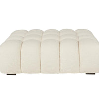 Wooly white Cole ottoman with the channel tufted egg crate top.