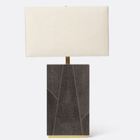 Breck Table Lamp with multiple colors of mixed sand faux shagreen base and white shade.