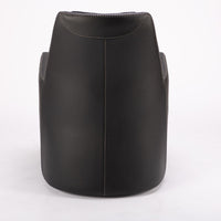 A black leather Kate swivel armchair. Back view.