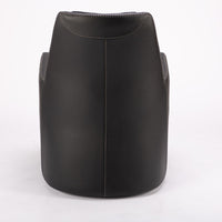 A black leather Kate swivel armchair. Back view.