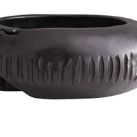 Erie Centerpiece Hand-carved of Natural Teak Root in Rich Ebony.