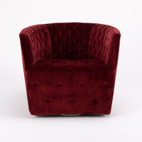 Amelie Swivel Chair in dark red, front view.
