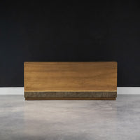 Yuka wood Kobe console with the anodized metal panels and toasted finish.