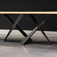 Millennium Oak Dining Table with the solid natural oak top and classic metal base design.