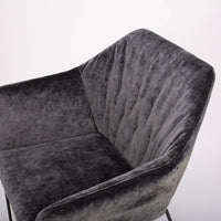 Black New York Arm Chair with painted finish and fully removable covers. Closed up view of the seat.