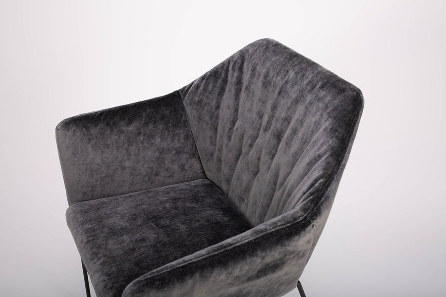 Black New York Arm Chair with painted finish and fully removable covers. Closed up view of the seat.