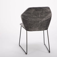 Black New York side chair with painted finish and fully removable covers. Back view.