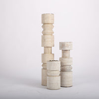 Totem Candleholder Collection inspired by 1960's totem style sculpture.