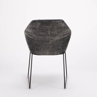 Black New York side chair with painted finish and fully removable covers. Back view.