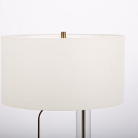 Abby table lamp with antique brass and crystal combined and a white shade. Closed up view on the shade.