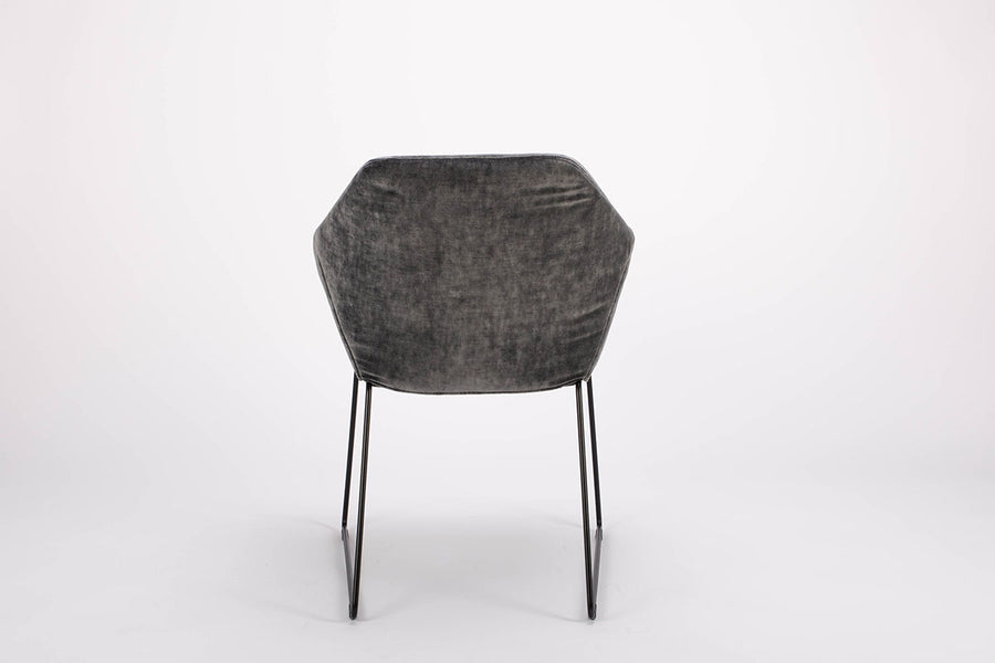 Black New York Arm Chair with painted finish and fully removable covers. Back view.