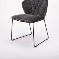 Black New York side chair with painted finish and fully removable covers. Front and side view.