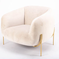 A white GEO lounge chair with light volume metallic legs, front and side view.