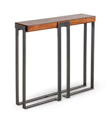 Watson Console 34" with asymmetrical design with  Each set of legs reaches out from the center, rising to meet the top in thick Maple.