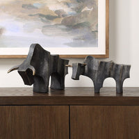 Regal Bull Sculptures - Set of 2