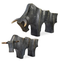 Regal Bull Sculptures - Set of 2