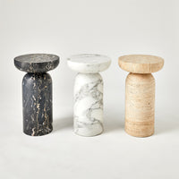 Tumble Accent Table-Arbescato White Marble