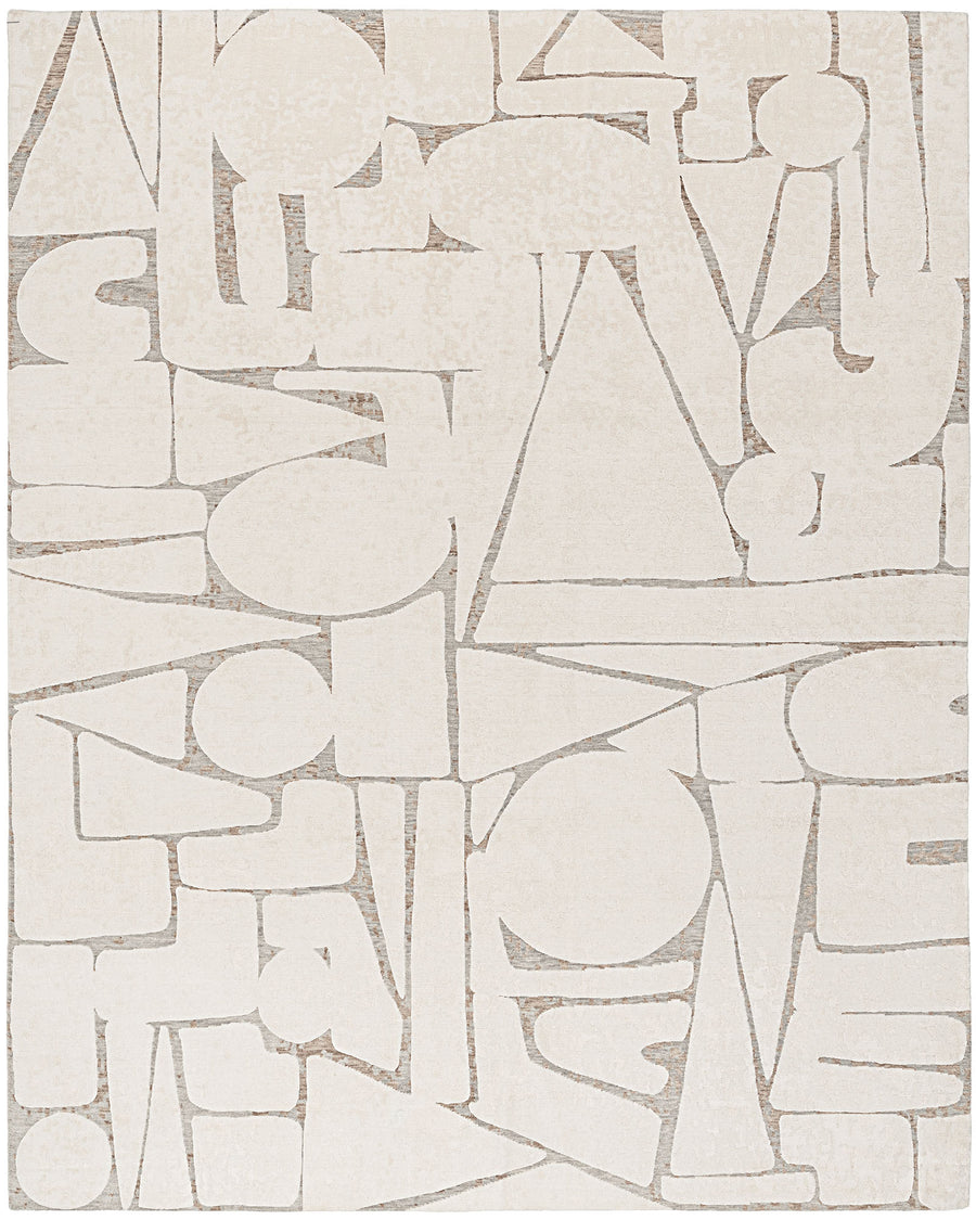 Lovely White Taupe Area Rug- 9'x12'
