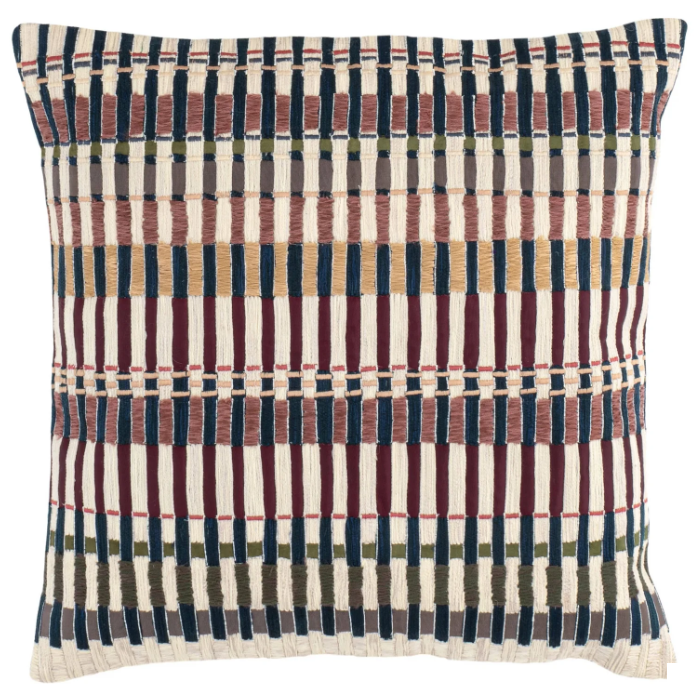 Folk Stripe Embroidered Decorative Pillow