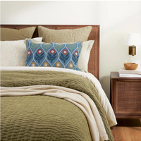 Deepali Kantha Olive Quilt & Shams - King Size