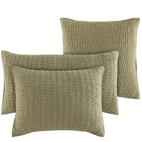 Deepali Kantha Olive Quilt & Shams - King Size