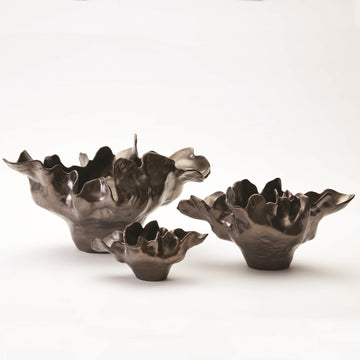 Meteor three Bowls Collection with multiple pieces cast, bound together, and fired.