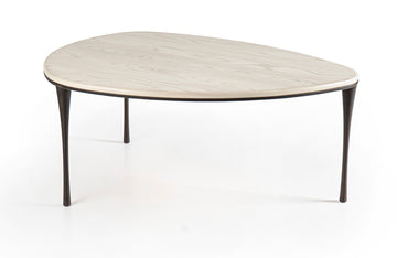 Reuleaux Large Cocktail Table with rounded, asymmetrical top and elegantly tapered legs.